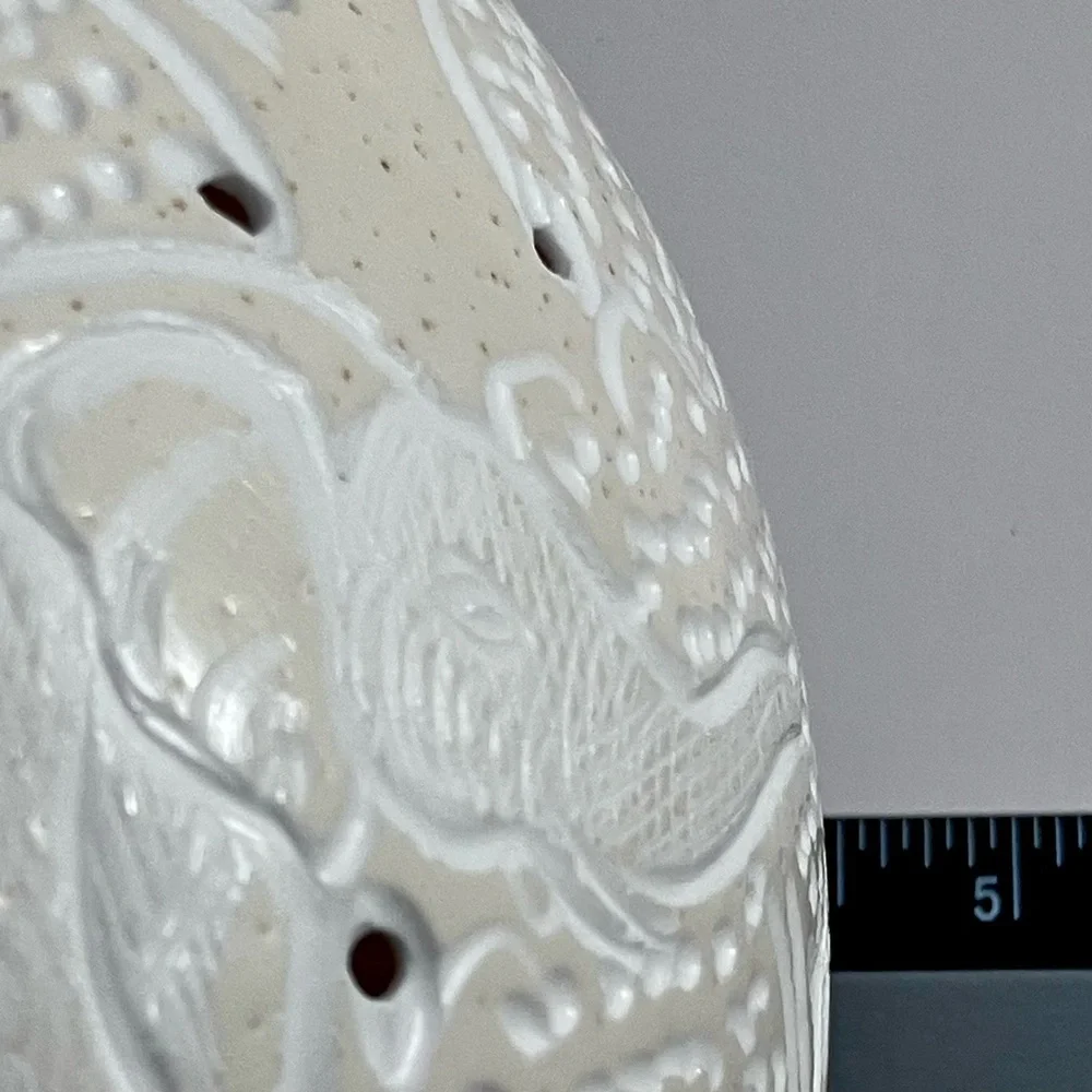 Carved OSTRICH EGG / Giraffe & TWO ELEPHANTS Walking In Savannah / SOUTH AFRICA - Picture 11 of 11